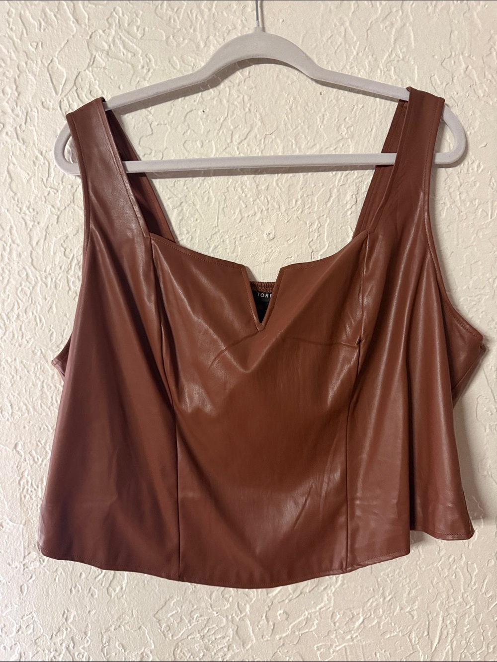 torrid Brown Faux Leather V-Notch Tank Top
